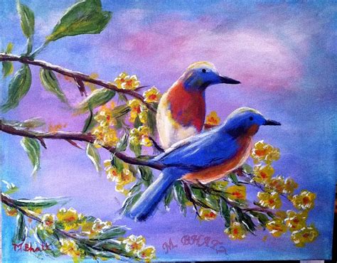 Beautiful Birds Painting By M Bhatt Fine Art America
