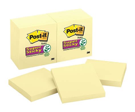 Post It Sticky Notes 3 In X 3 In Super Sticky Adhesion Pk 12