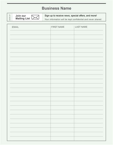 Email Sign Up Sheet Template Charlotte Clergy Coalition