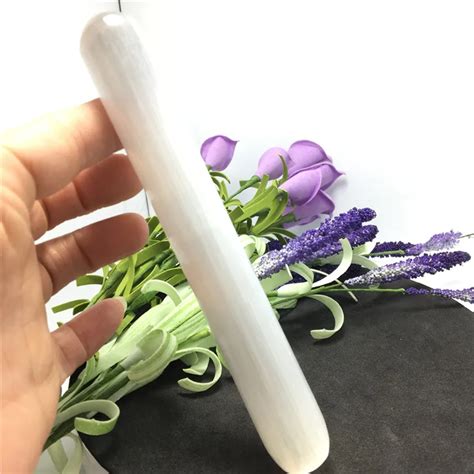 buy natural white selenite massage wand crystal massage wand yoni wand for