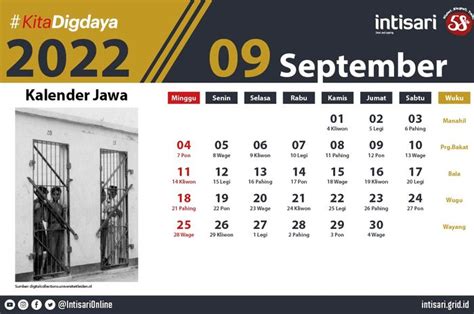 Kalender Jawa Bulan September 2022 Lengkap Dengan Weton Dan Wuku Intisari