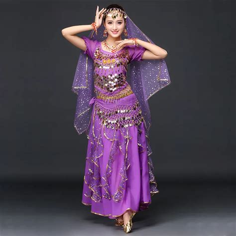 2018 Women Dancewear Sari Belly Dance Costume Set Bollywood Indian