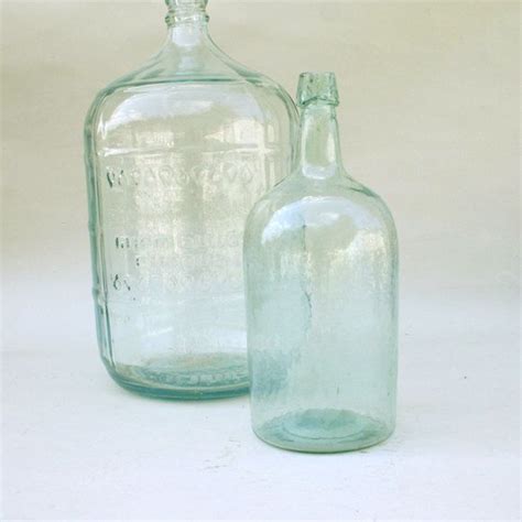 Vintage Aqua Glass Bottle 1 Gallon Blue Green Bottle Aqua Glass