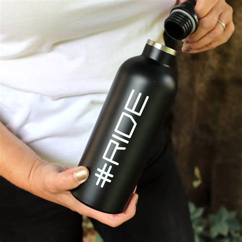 Personalised Ride Reusable Black Water Bottle By The British Belt