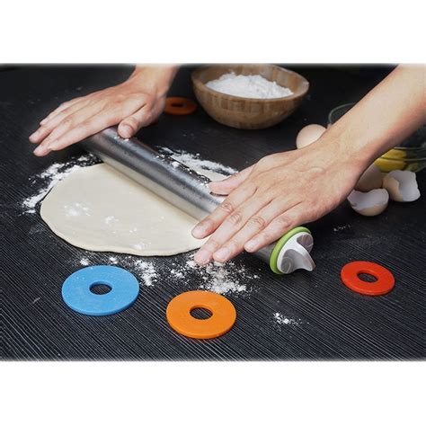 1pc Stainless Steel Rolling Pin 4 Adjustable Discs Non Stick Removable