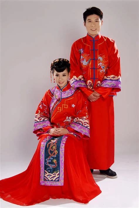New Chinese Hanfu Costume Red2 Sets Of Couples Long Dress Chinese Traditional Top Dress Chinese
