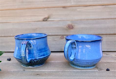 Blue Ceramic Mug 8 Oz Ceramic Coffee Cup Tea Cup Ceramic Etsy