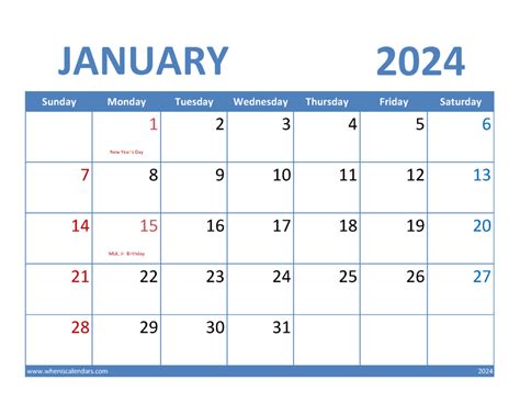 Free 2024 January Printable Calendar Monthly Calendar