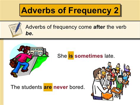 Adverbs of time/frequency (when?) adverbs of time/frequency indicate time or frequency of the action in the sentence. Adverbs of frequency