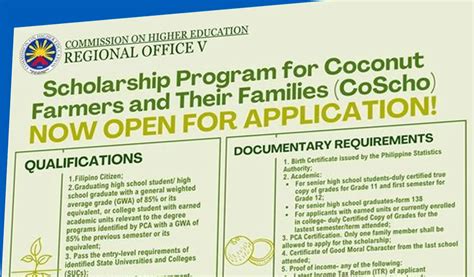Call For Application Ched Coscho Scholarship Program Ay 2023 2024