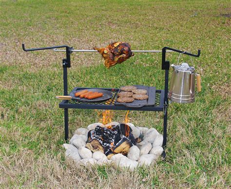 Campfire Cooking Equipment Over Fire Grills Rotisserie Spits And