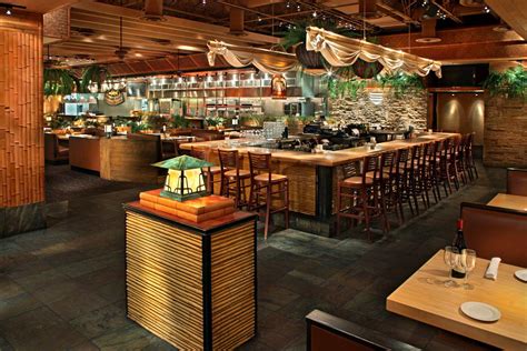 Bamboo flooring in bathroom gives unique, natural and fresh appearance in the space. traditional japan sushi restaurant interior design entry ...
