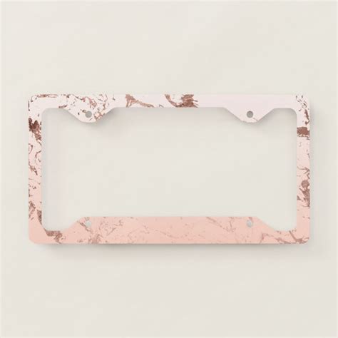 pink blush white ombre gradient rose gold marble license plate frame
