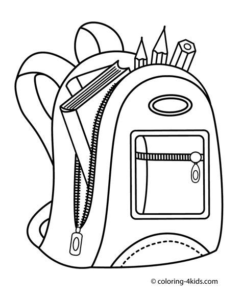 Backpack For School Coloring Page For Kids Printable Free School