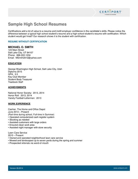 High School Resume Template Templates At