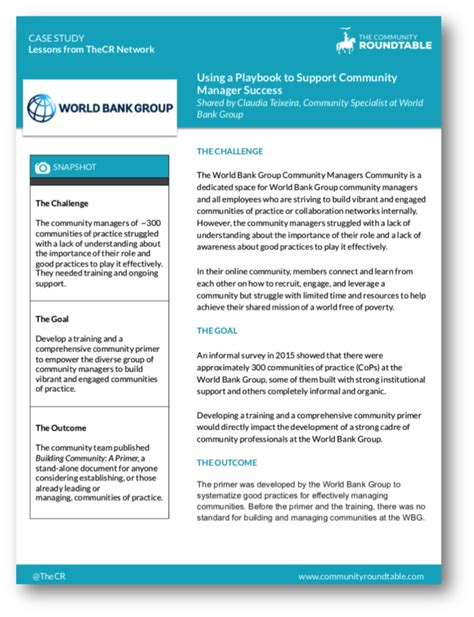 Community Case Study World Bank Group The Community Roundtable