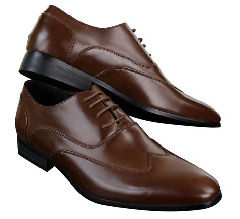 Mens Leather Laced Brogues Italian Designer Shoes Smart Formal Classic