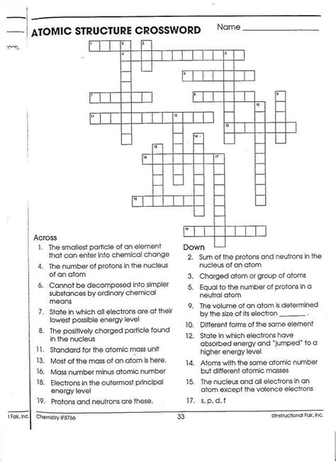 53 Tutorial Atomic Structure Crossword With Video And Pdf Atomic