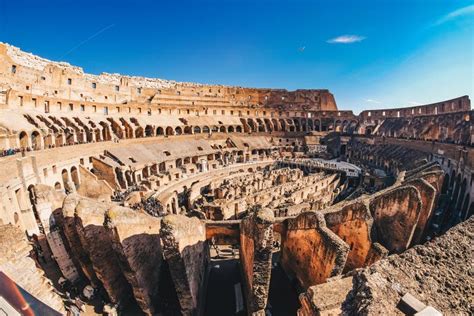 Inside The Roman Colosseum In Rome Italy Panoramic View Editorial