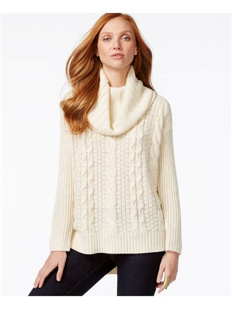 Bass 99 Womens New 9931 Ivory Cable Knit Cowl Neck Long Sleeve Sweater L B B Ebay
