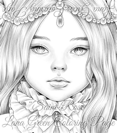 Saint Rose Coloring Page For Adults Grayscale Coloring Etsy