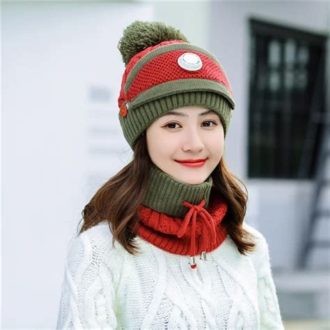 2020 latest breather valve design winter heavy hat scarf mask set warm knit beanie hat and scarf