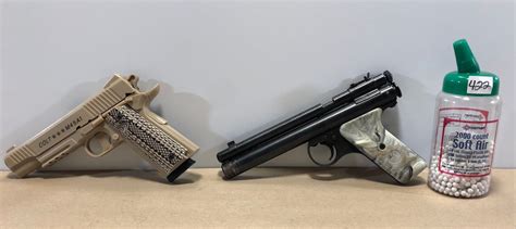 Colt M45a1 Air Pistol And Benjamin 22 Rocket W 24 Cal Bbs