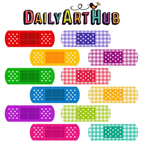 Multicolored Band Aids Clip Art Set Daily Art Hub Graphics