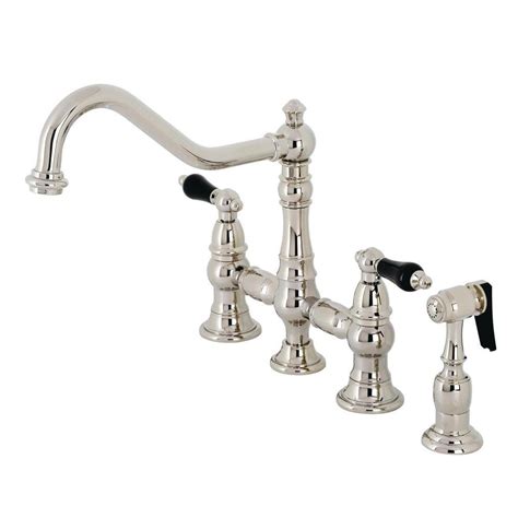 kingston brass duchess 2 handle bridge kitchen faucet with side sprayer