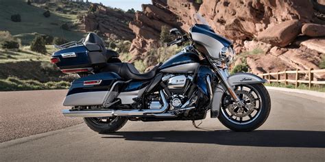 2019 Ultra Limited Low Motorcycle Parked By Mountain Scenery Harley
