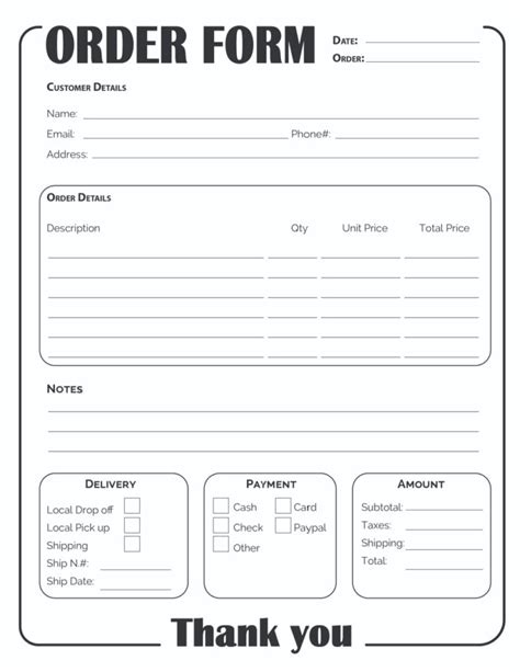 Printable Order Form With Pictures Template Printable Forms Free Online