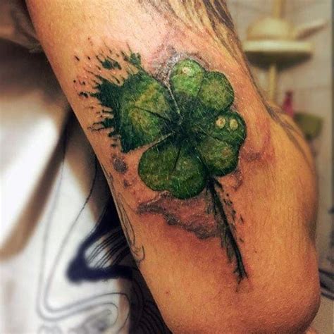 60 Four Leaf Clover Tattoo Designs For Men Good Luck Ink Ideas Four