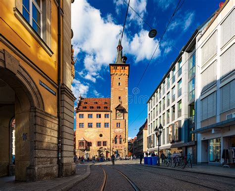 Church And Old Street In Wurzburg Germany Editorial Stock Photo