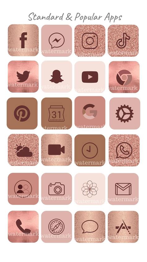 Rose Gold Glitter Aesthetic Iphone Apps Pack Dapplications Etsy Ios