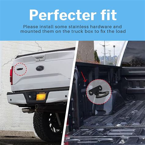 4Pcs Truck Bed Tie Down Hooks Tool Set Compatible for 2000-2017 Ford
