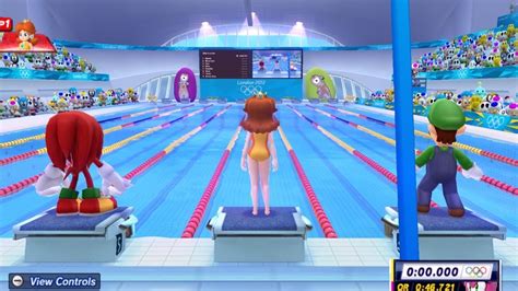 mario and sonic at the london 2012 olympic games 100m freestyle swimming all characters