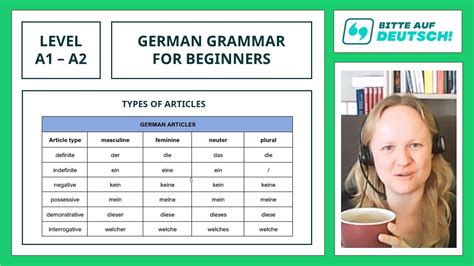 Lesson 40 Types Of Articles Learn German Grammar For Beginners A1 A2 Youtube