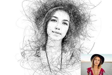 Portrait Scribble Sketch Art Photoshop Action Add Ons Graphicriver