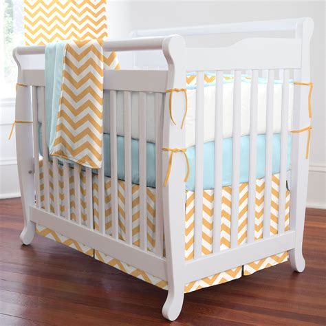 French gray and mint quatrefoil crib bedding. Light Orange and Aqua Chevron Mini Crib Bedding # ...