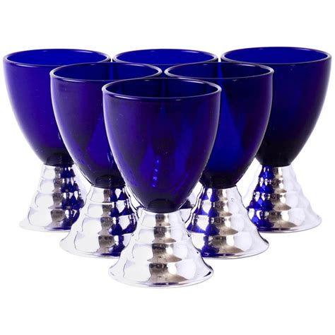 Cobalt Blue Chase Cordial Glasses Circa 1969 Set Of 6 For Sale At 1stdibs
