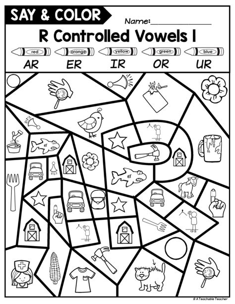 Say And Color R Controlled Vowels A Teachable Teacher