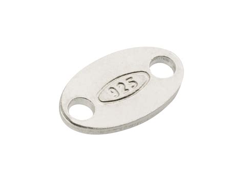 Sterling Silver Oval Hallmark Tag Pack Of 10 Stamped 925