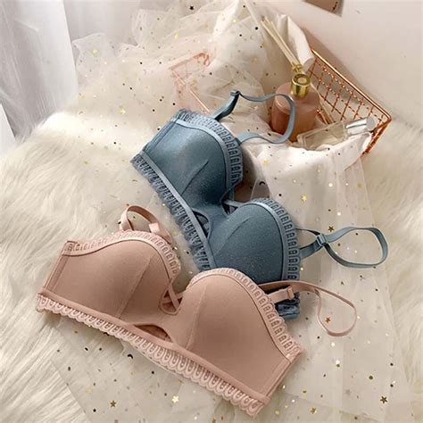 Wasteheart New For Women Pink Blue Lace Padded Bra Sets Bralette