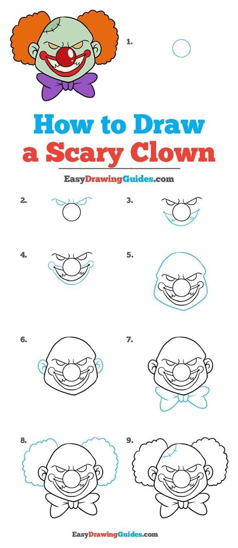Learn how to draw a scary monster, skull, witch, or clown with step by step instructions. How to Draw a Scary Clown - Really Easy Drawing Tutorial ...