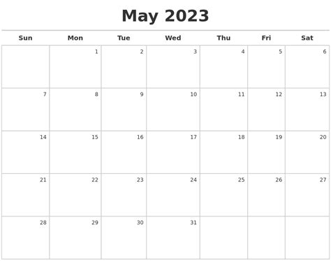 May 2023 Calendar Maker
