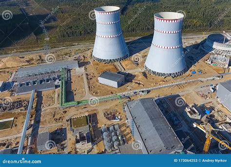 Aerial Survey Of A Nuclear Power Plant Under Construction Insta Stock