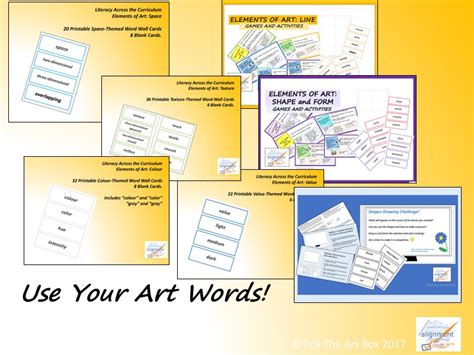 Elements Of Art Vocabulary Word Wall Cards Use Your Art Words