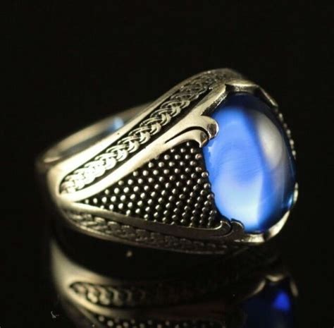 925 Sterling Silver Handmade Authentic Turkish Sapphire Men S Ring Size