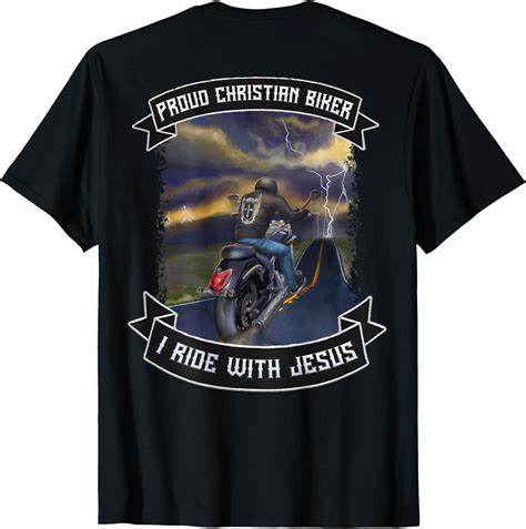 Christian Biker T Idea I Ride With Jesus Motorcycle Art T Shirt