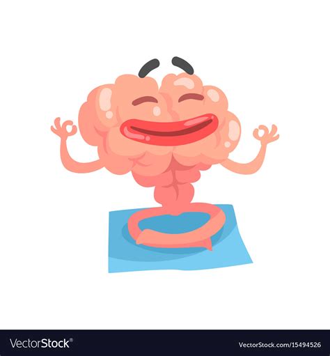 Relaxed Humanized Cartoon Brain Character Vector Image